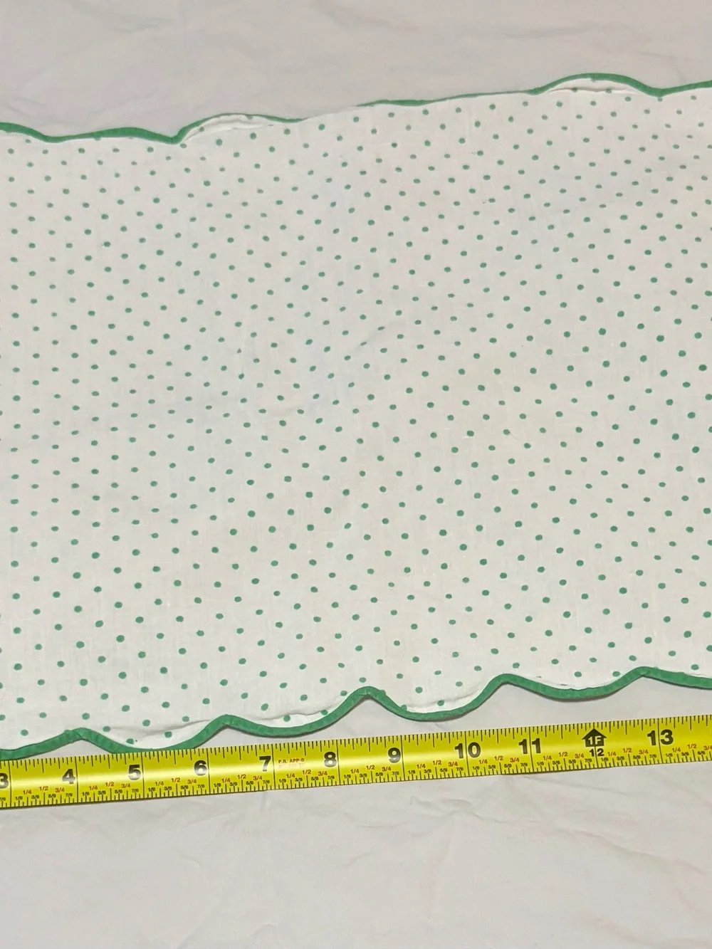 Vtg D Porthault White & Green Polka Dots Design Lin 100% Flax Placemat Napkin